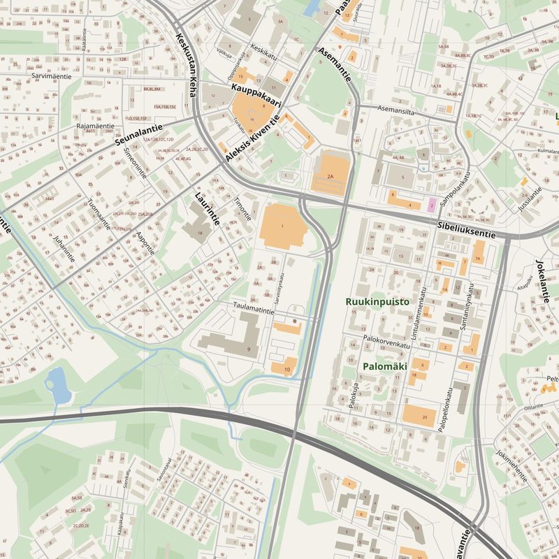 Tuusula street map with house numbers — printable address map PDF, Finland