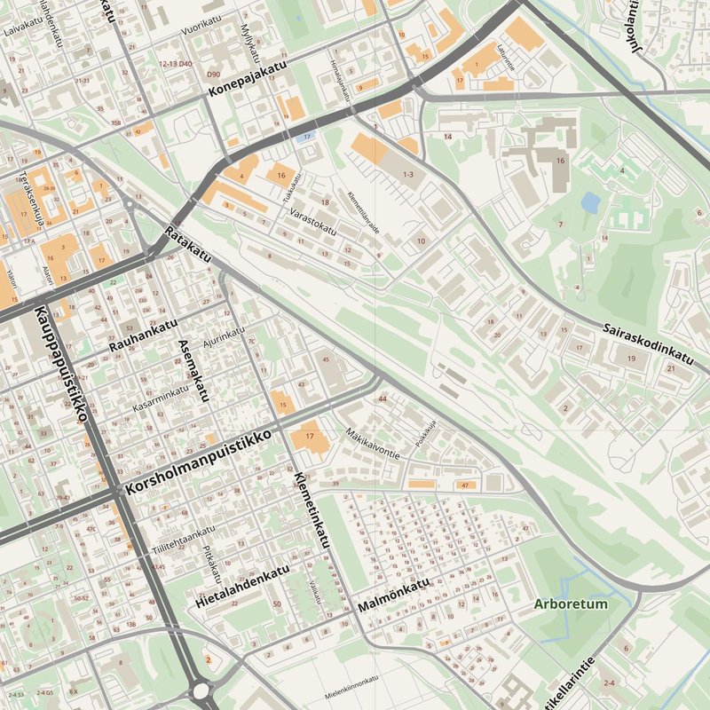 Vaasa street map with house numbers — printable address map PDF, Finland