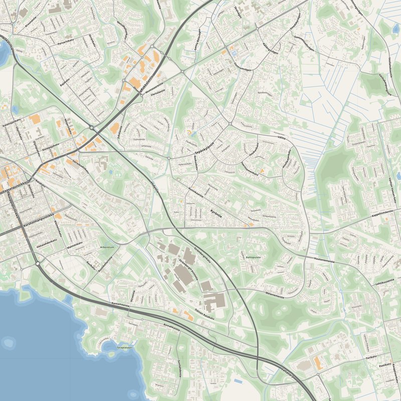 Tisknutelný plán města Vaasa jako plakát, Finsko