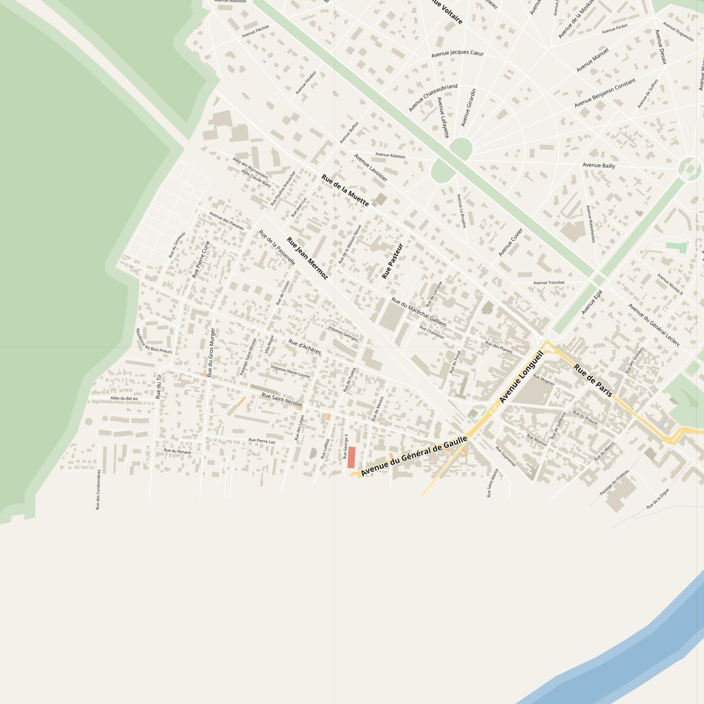 Achères Map PDF — Printable Street Map Poster with House Numbers