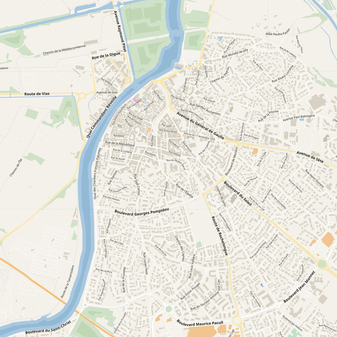 Agde Map PDF — Printable Street Map Poster with House Numbers
