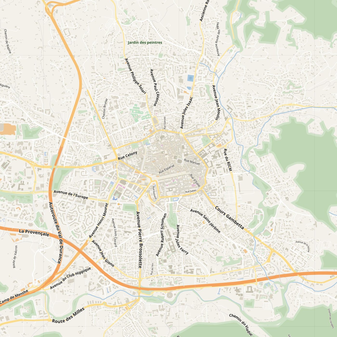 Aix-en-Provence Map PDF — Printable Street Map Poster with House Numbers