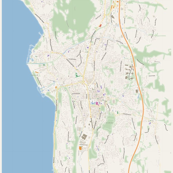 Aix-les-Bains map with house numbers, hospitals, police and fire stations — printable PDF, France