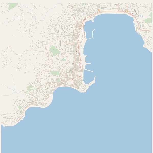 Emergency map with fire hydrants and hospitals of Ajaccio, France