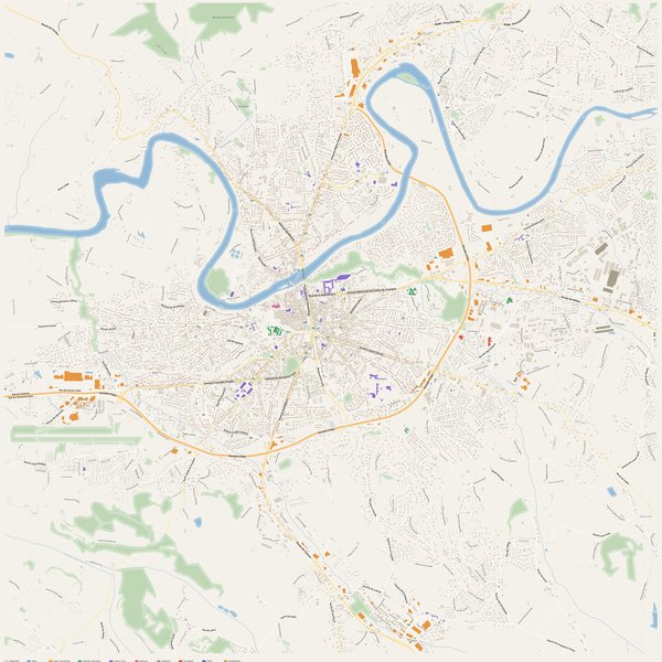 Albi map with house numbers, hospitals, police and fire stations — printable PDF, France
