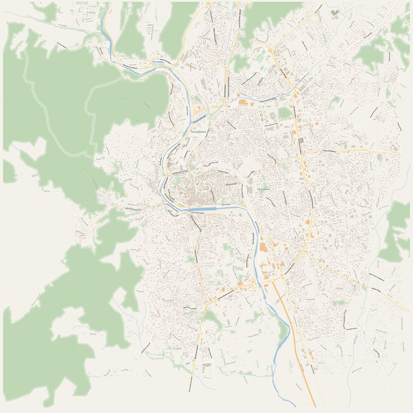 Alès street map with house numbers — printable address map PDF, France