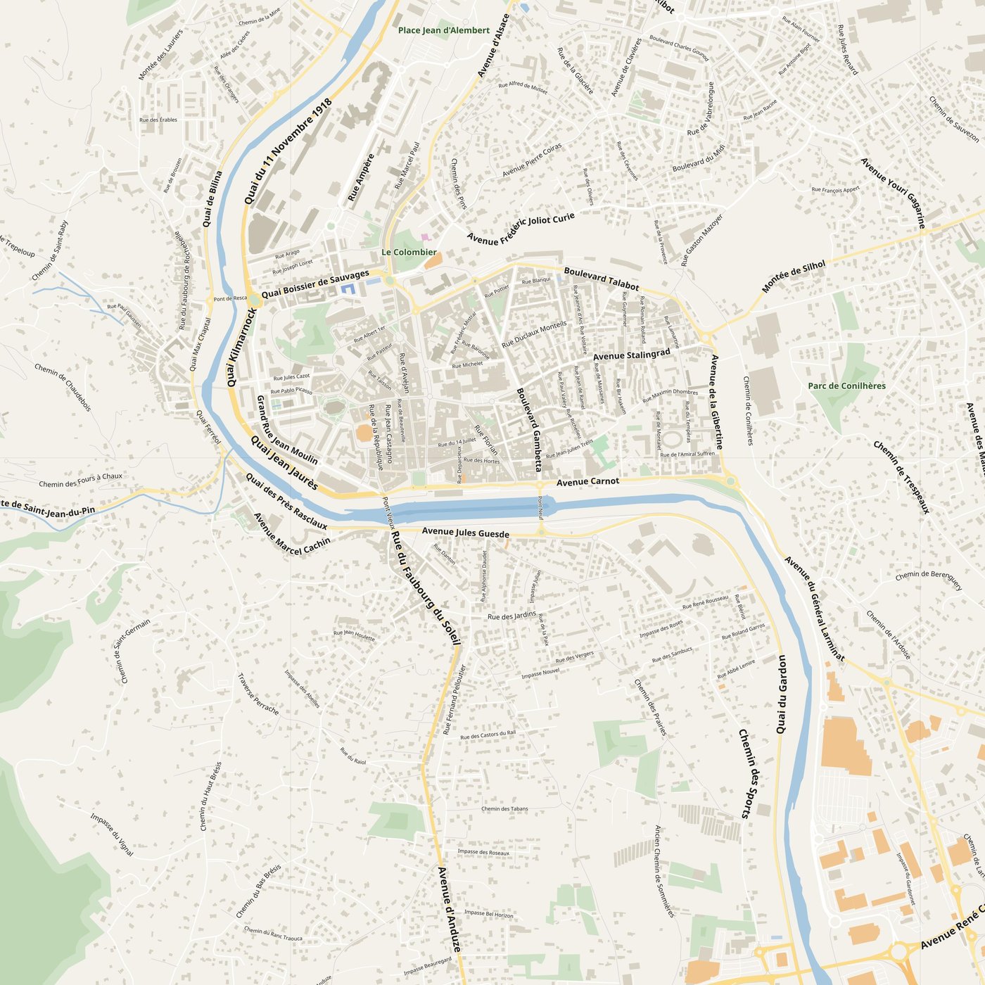 Alès Map PDF — Printable Street Map Poster with House Numbers