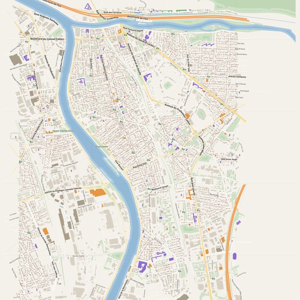 Alfortville map with house numbers, hospitals, police and fire stations — printable PDF, France