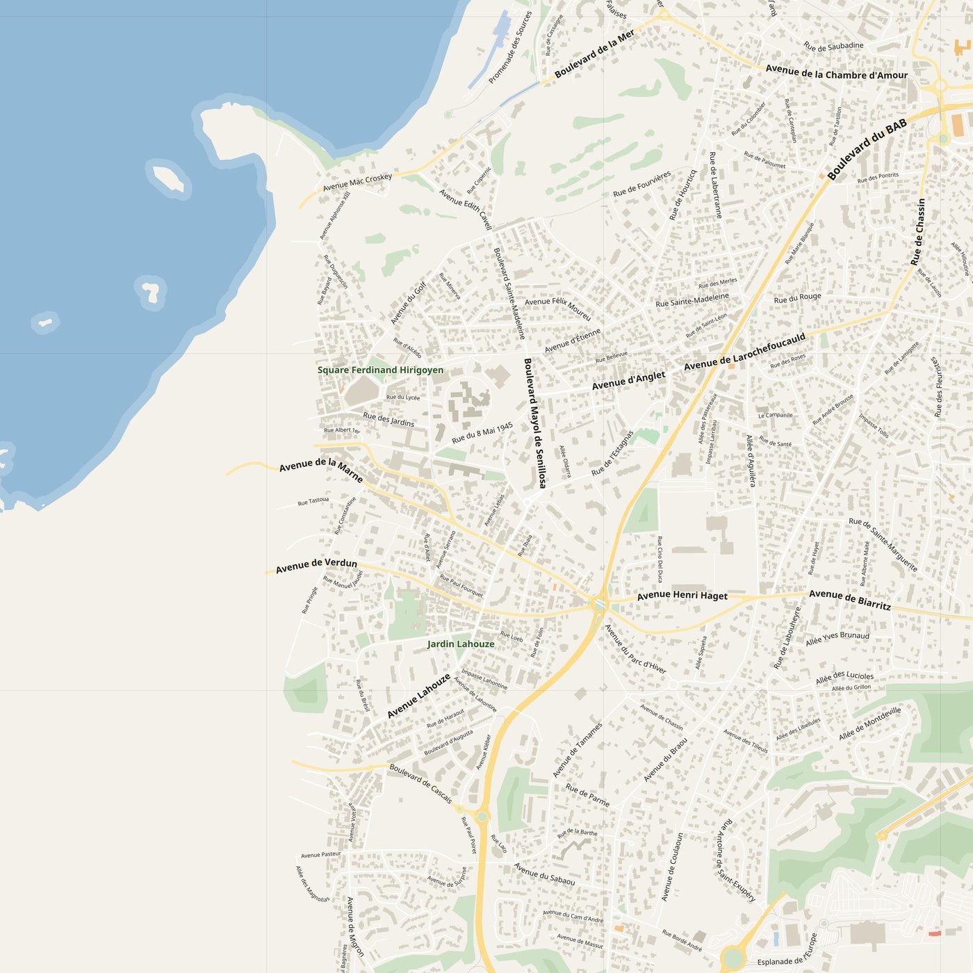 Anglet Map PDF — Printable Street Map Poster with House Numbers