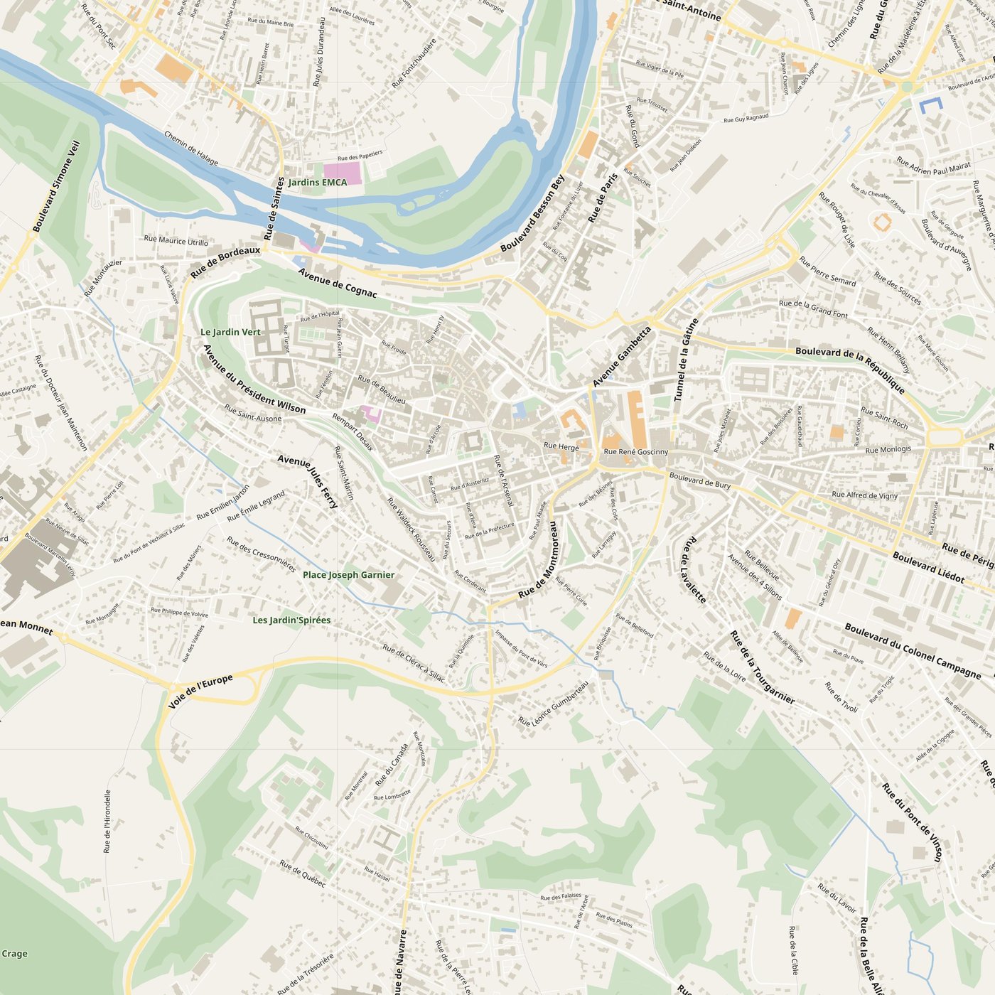 Angoulême Map PDF — Printable Street Map Poster with House Numbers