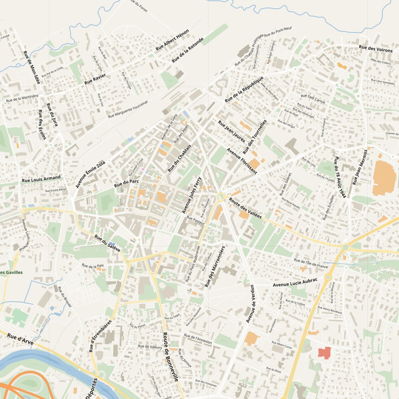 Annemasse Map PDF — Printable Street Map Poster with House Numbers