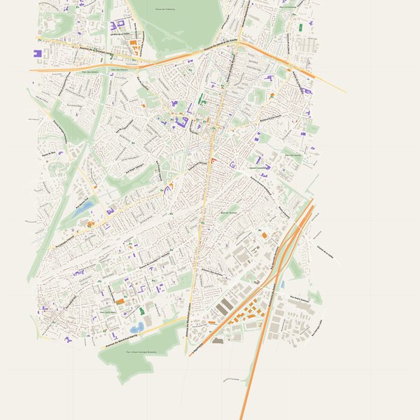 Antony map with house numbers, hospitals, police and fire stations — printable PDF, France