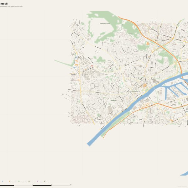 Argenteuil street map with house numbers — printable address map PDF, France