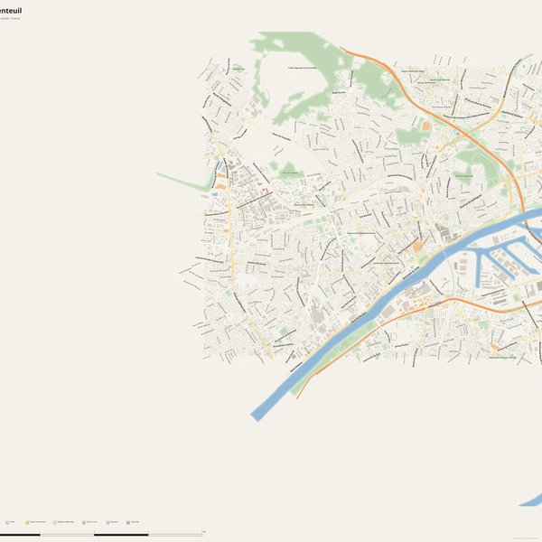 Free printable city map of Argenteuil with all street names, France