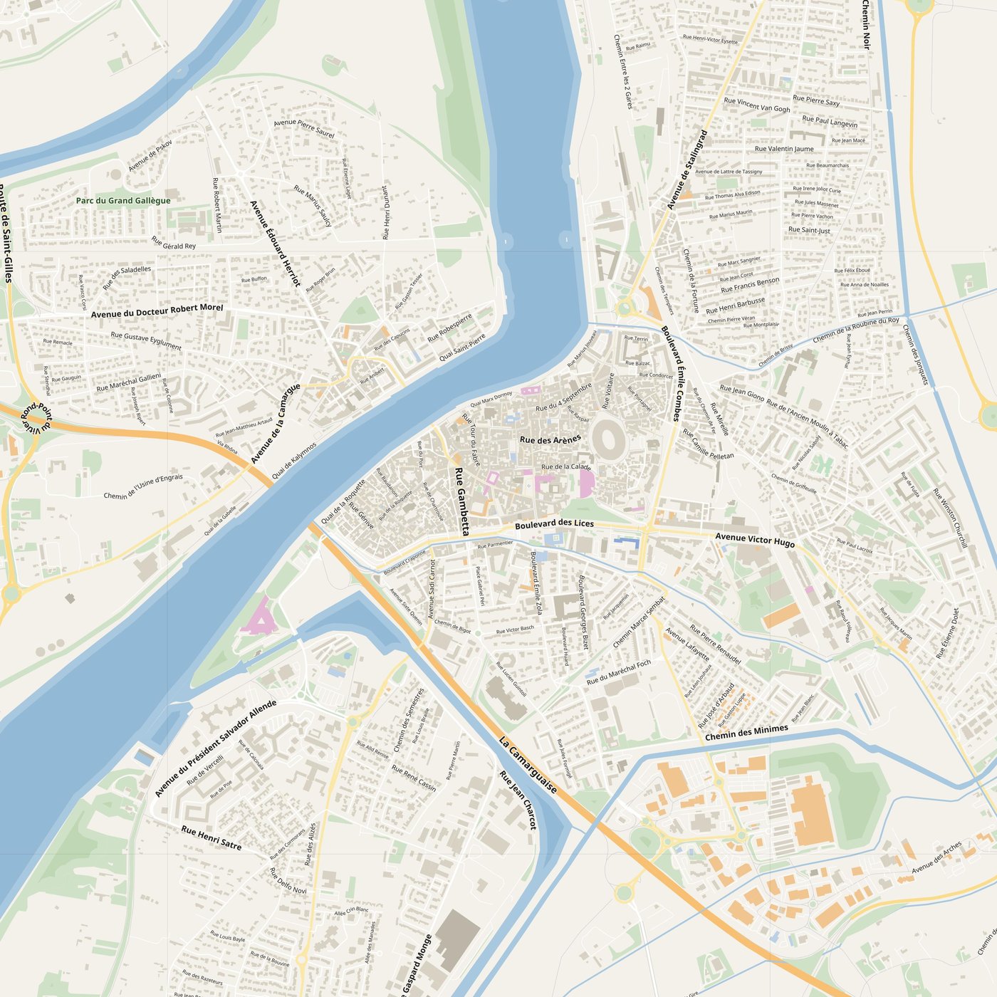 Arles Map PDF — Printable Street Map Poster with House Numbers