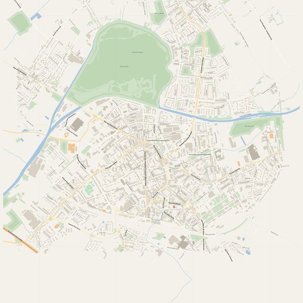Free printable city map of Armentières with all street names, France