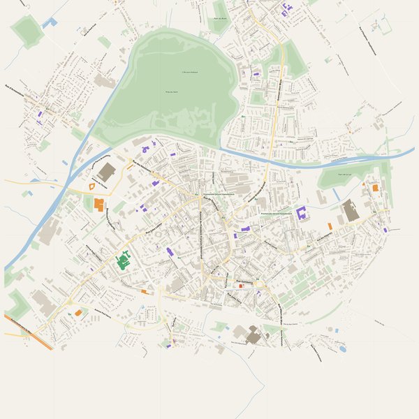 Armentières map with house numbers, hospitals, police and fire stations — printable PDF, France