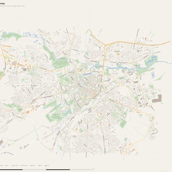 Arras street map with house numbers — printable address map PDF, France