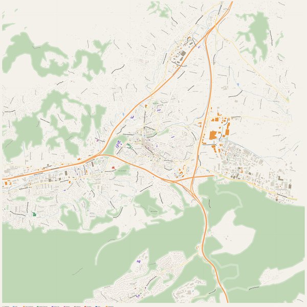 Aubagne map with house numbers, hospitals, police and fire stations — printable PDF, France