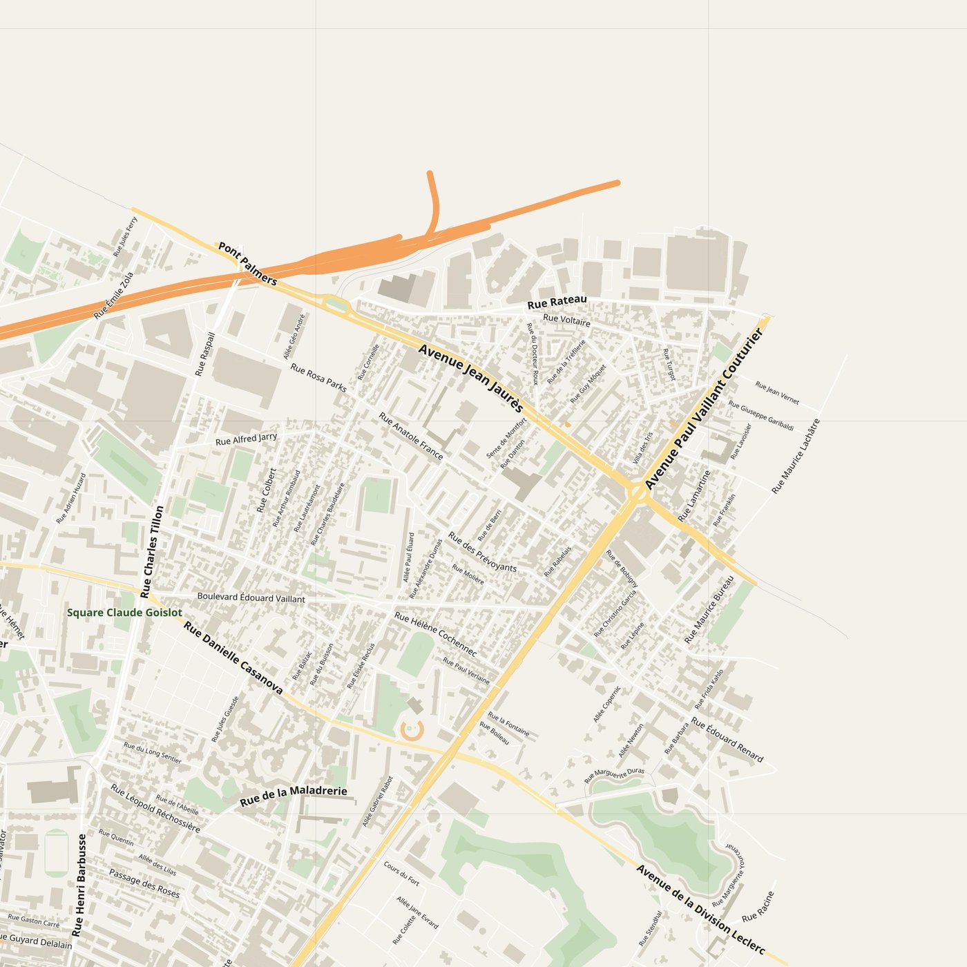 Aubervilliers Map PDF — Printable Street Map Poster with House Numbers