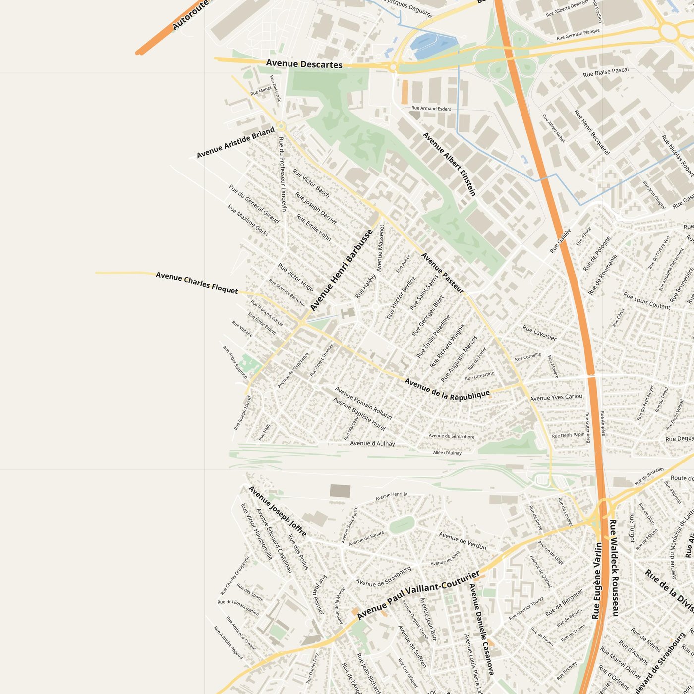 Aulnay-sous-Bois Map PDF — Printable Street Map Poster with House Numbers