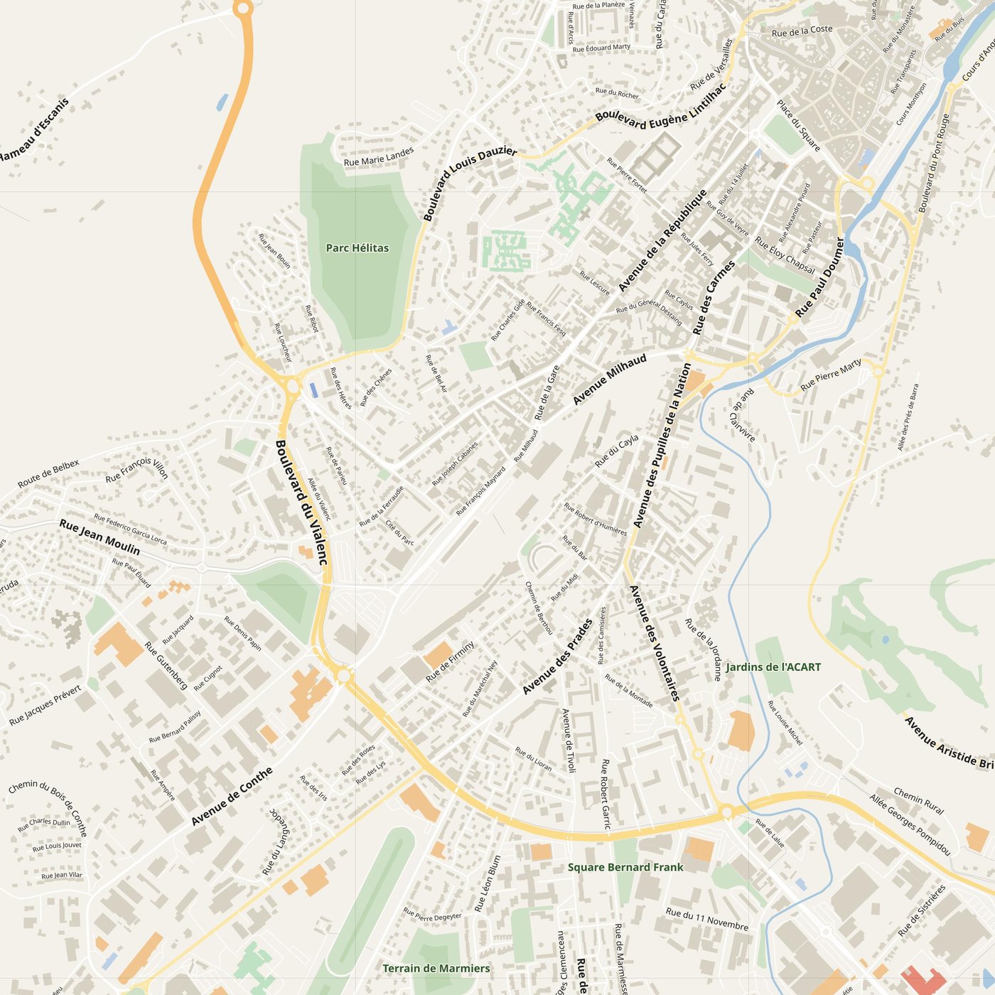 Aurillac Map PDF — Printable Street Map Poster with House Numbers