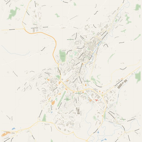 Free printable city map of Aurillac with all street names, France