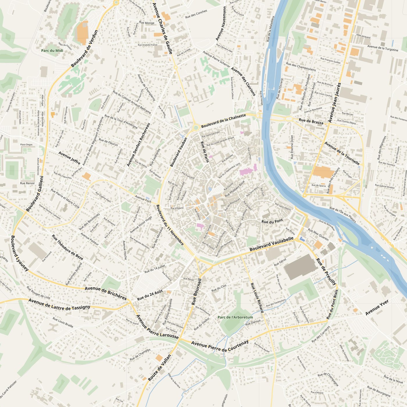Auxerre Map PDF — Printable Street Map Poster with House Numbers