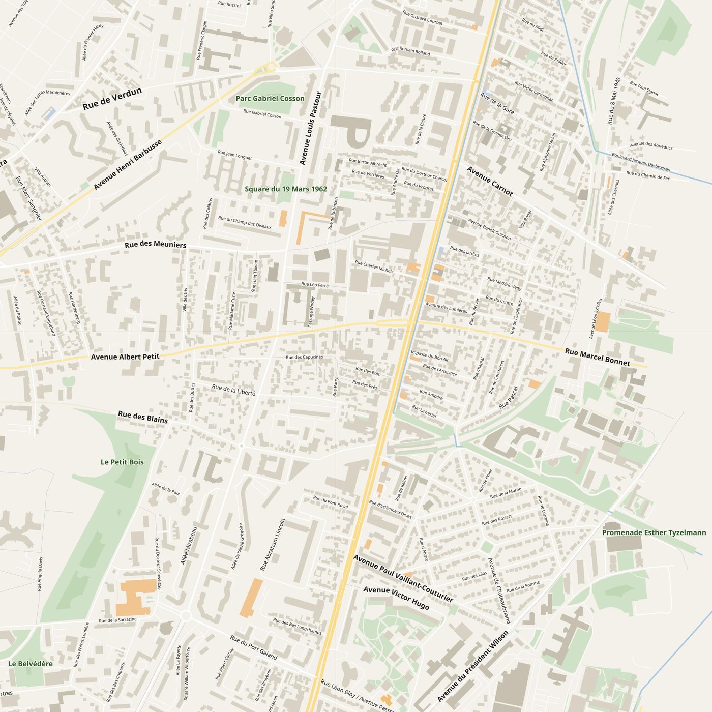 Bagneux Map PDF — Printable Street Map Poster with House Numbers