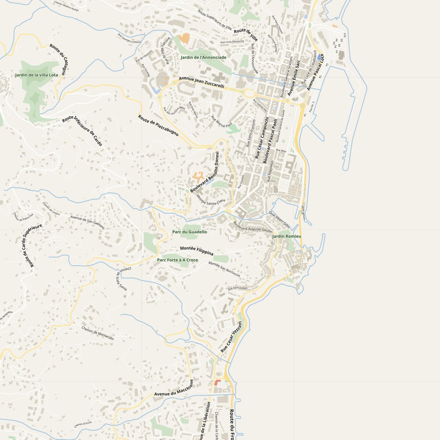 Bastia Map PDF — Printable Street Map Poster with House Numbers