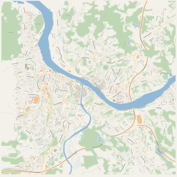 Free printable city map of Bayonne with all street names, France