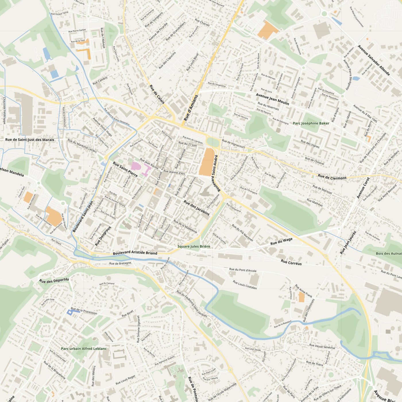 Beauvais Map PDF — Printable Street Map Poster with House Numbers