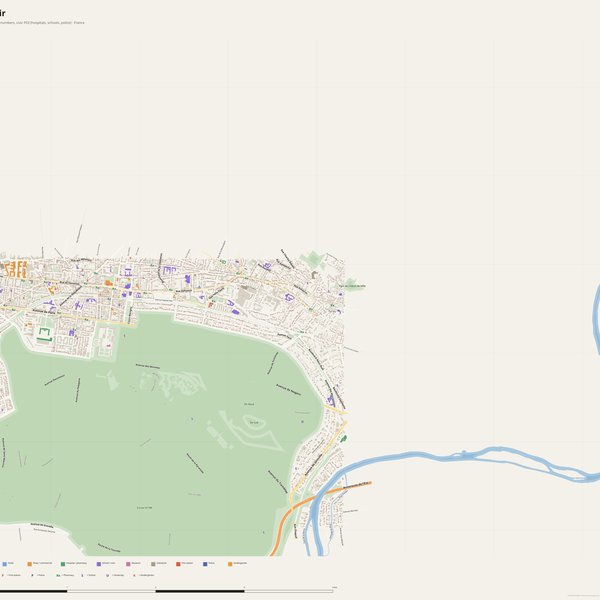Bel-Air map with house numbers, hospitals, police and fire stations — printable PDF, France