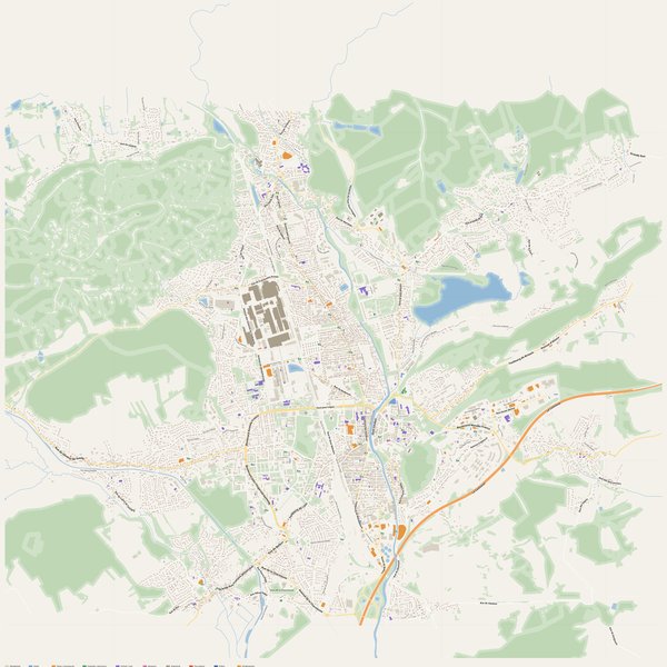 Belfort map with house numbers, hospitals, police and fire stations — printable PDF, France