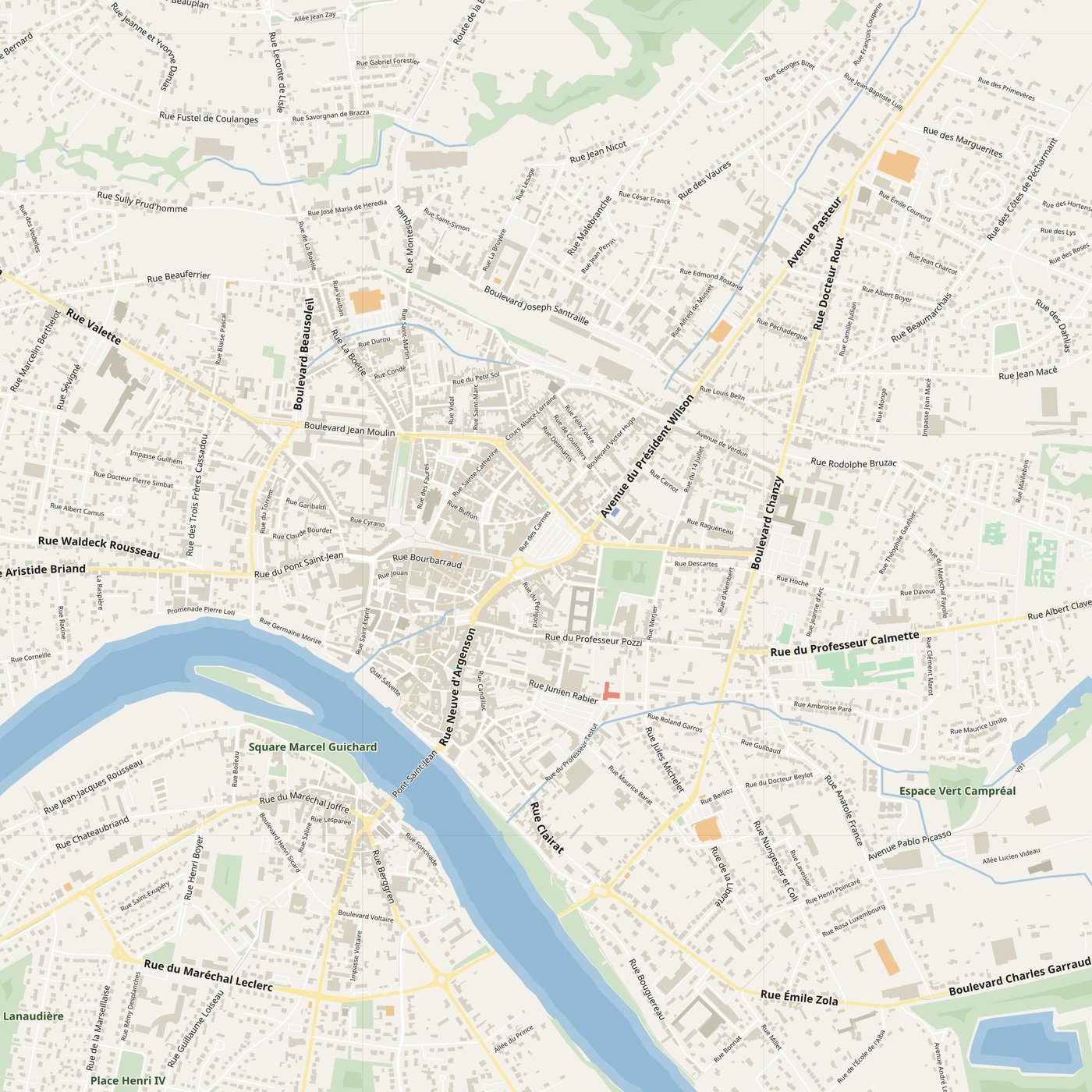 Bergerac Map PDF — Printable Street Map Poster with House Numbers