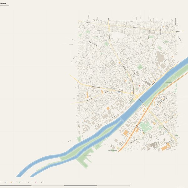 Free printable city map of Bezons with all street names, France