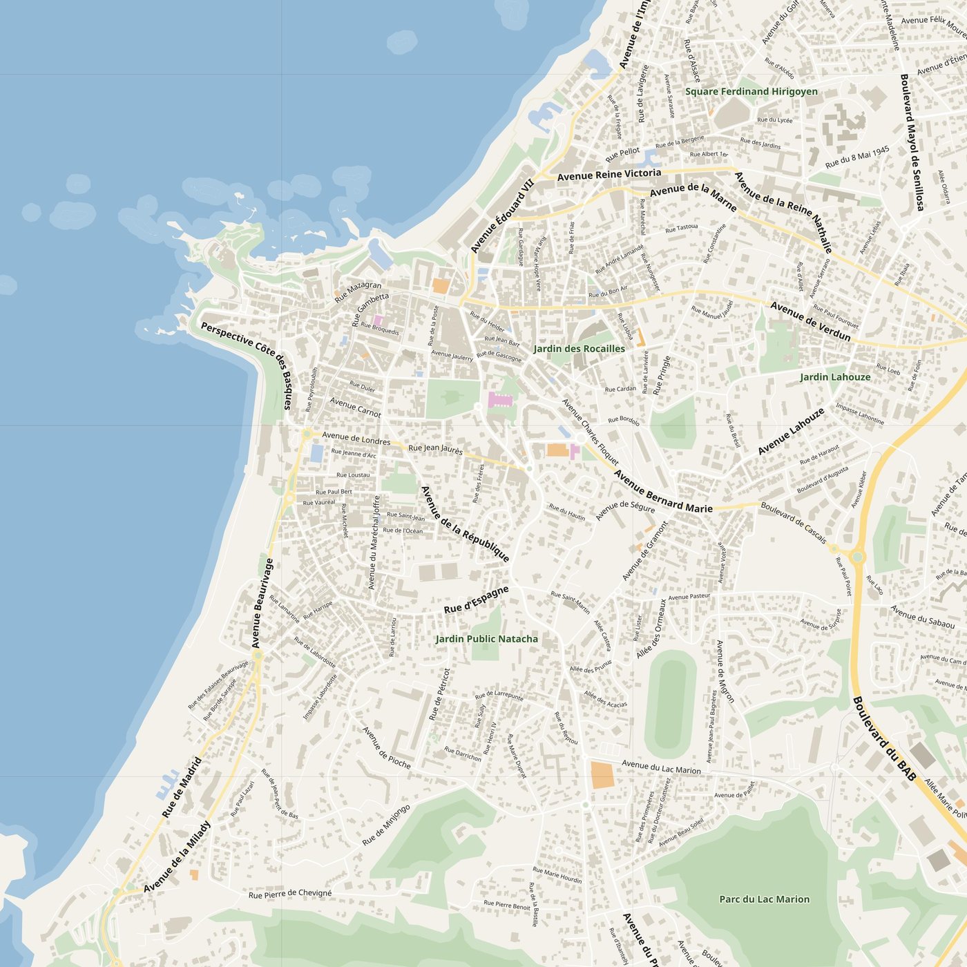 Biarritz Map PDF — Printable Street Map Poster with House Numbers