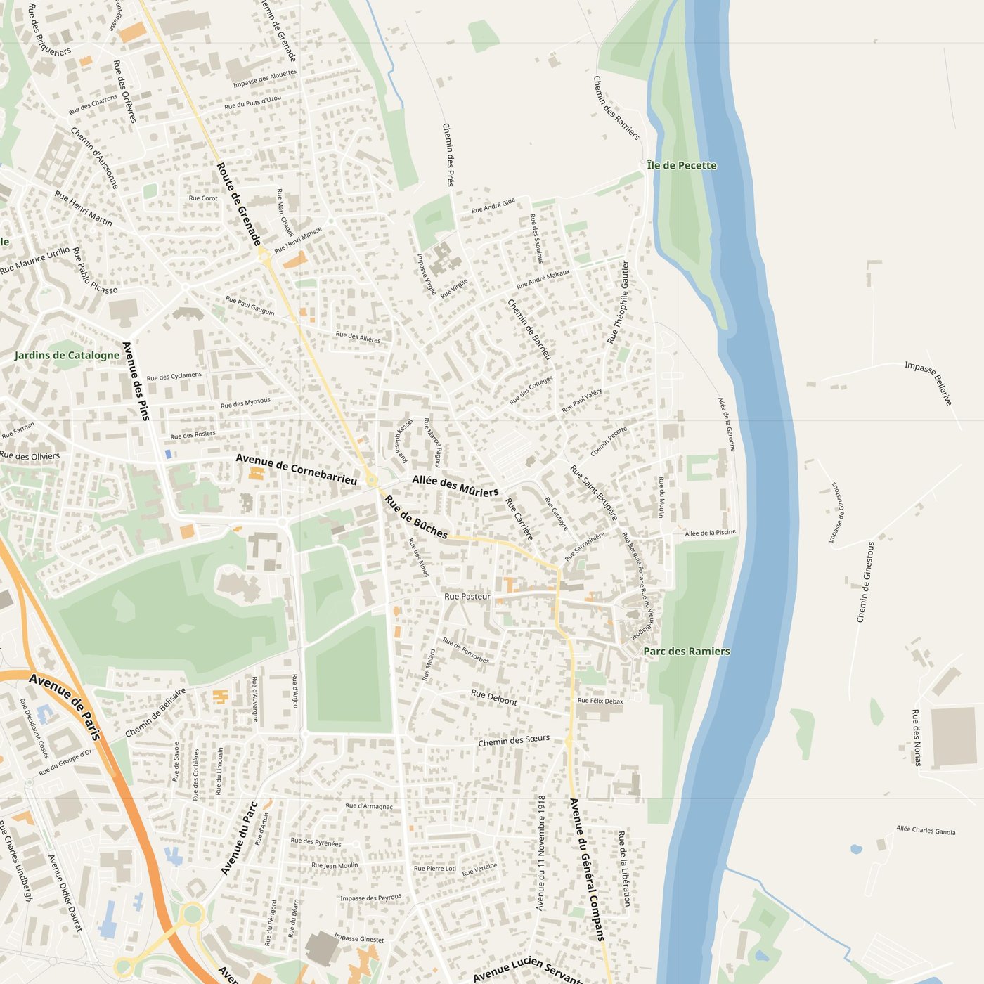 Blagnac Map PDF — Printable Street Map Poster with House Numbers