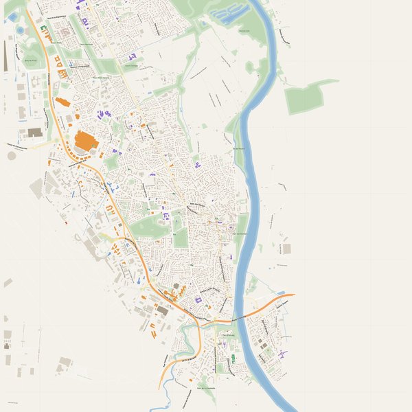 Blagnac map with house numbers, hospitals, police and fire stations — printable PDF, France