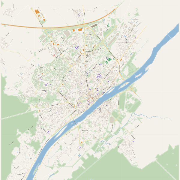 Blois map with house numbers, hospitals, police and fire stations — printable PDF, France