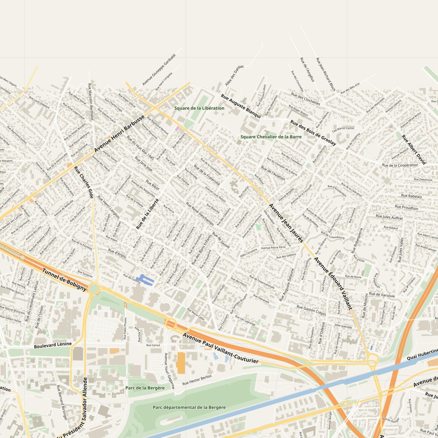 Bobigny Map PDF — Printable Street Map Poster with House Numbers
