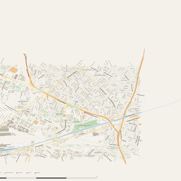 Free printable city map of Bobigny with all street names, France