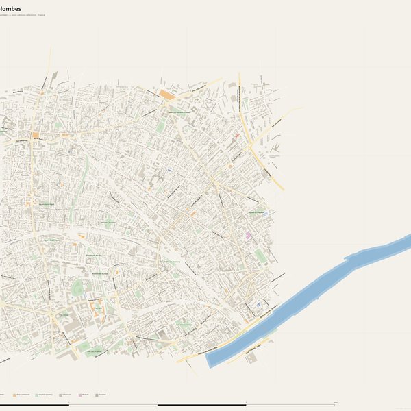 Bois-Colombes street map with house numbers — printable address map PDF, France