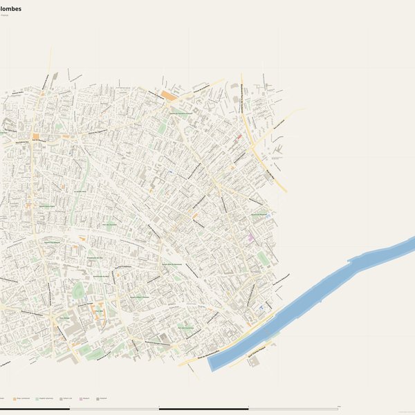 Free printable city map of Bois-Colombes with all street names, France