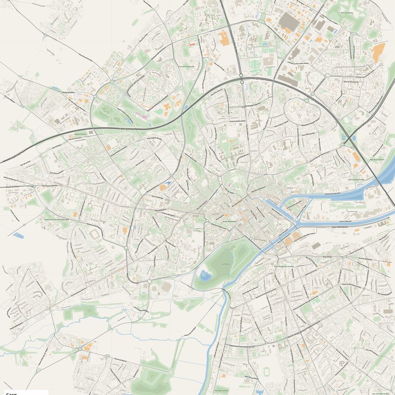 Caen Map PDF — Printable Street Map Poster with House Numbers