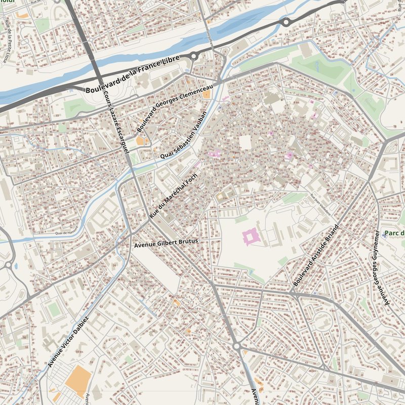 Perpignan street map with house numbers — printable address map PDF, France