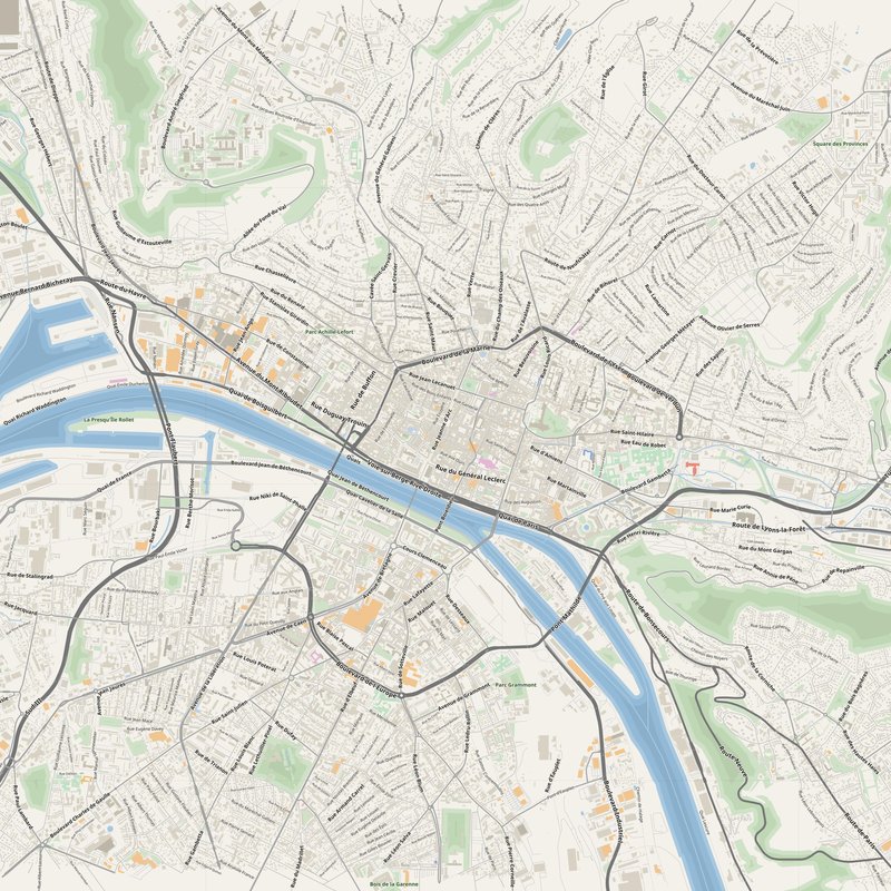 Rouen Map PDF — Printable Street Map Poster with House Numbers