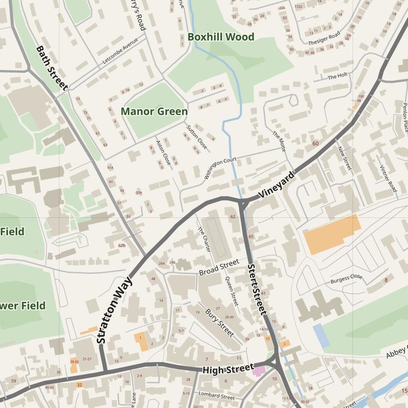 Abingdon street map with house numbers — printable address map PDF, United Kingdom