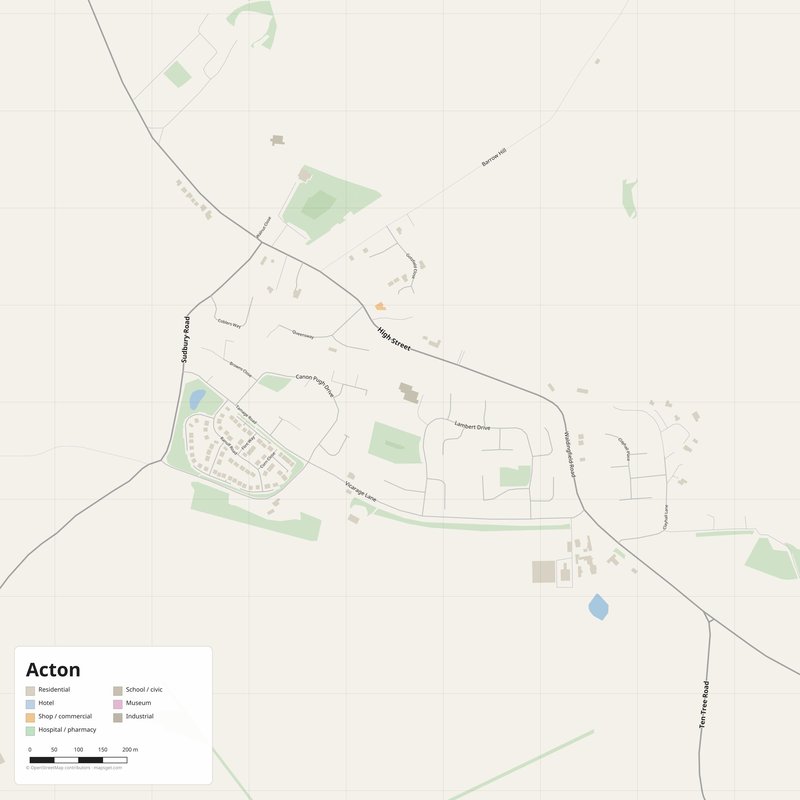 Acton Map PDF — Printable Street Map Poster with House Numbers