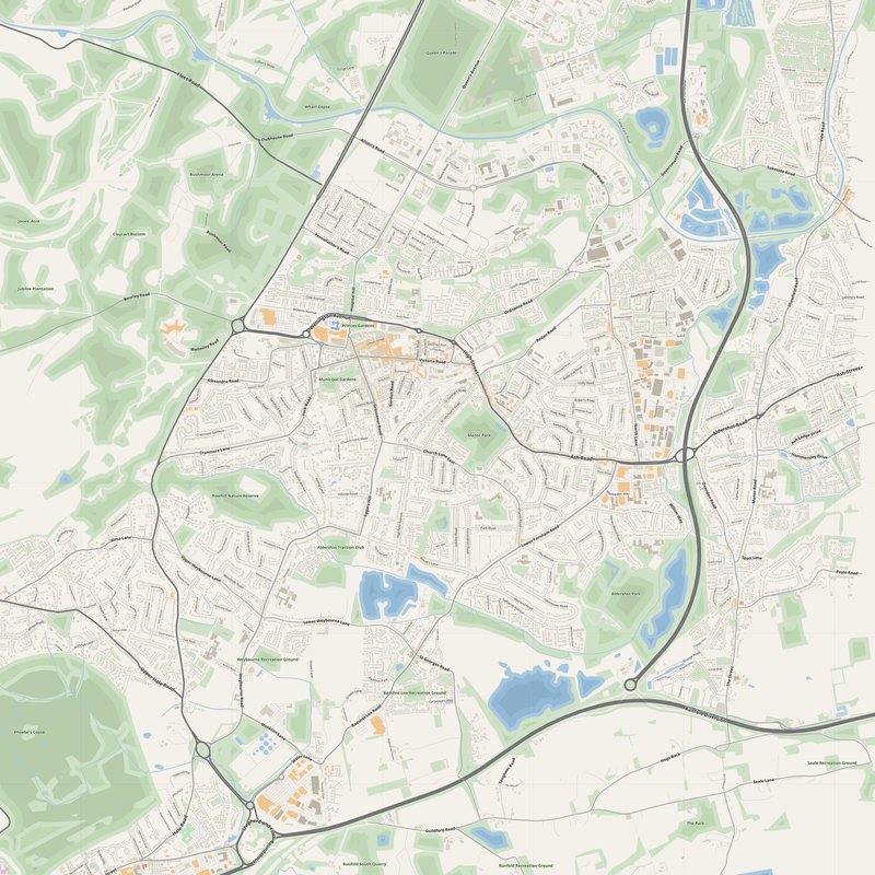 Aldershot Map PDF — Printable Street Map Poster with House Numbers
